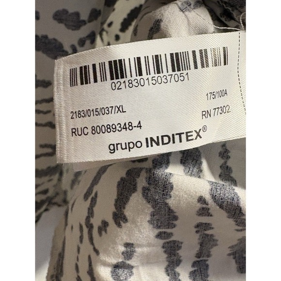 Zara Black White Print Button Front Fit & Flare Dress XL - Picture 4 of 6